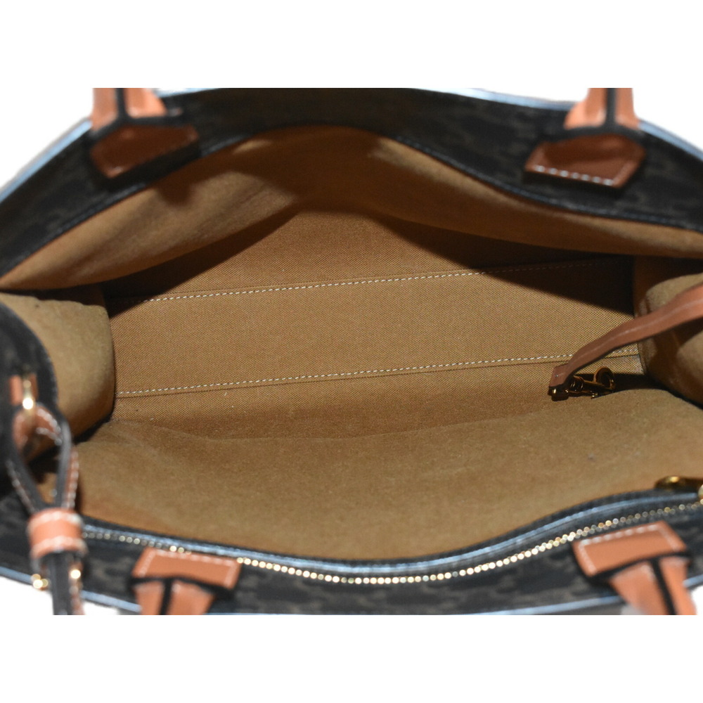 Celine Vertical Black Calfskin Brown Triomphe Cabas Bag Tan Shoulder Dark - Picture 6 of 7